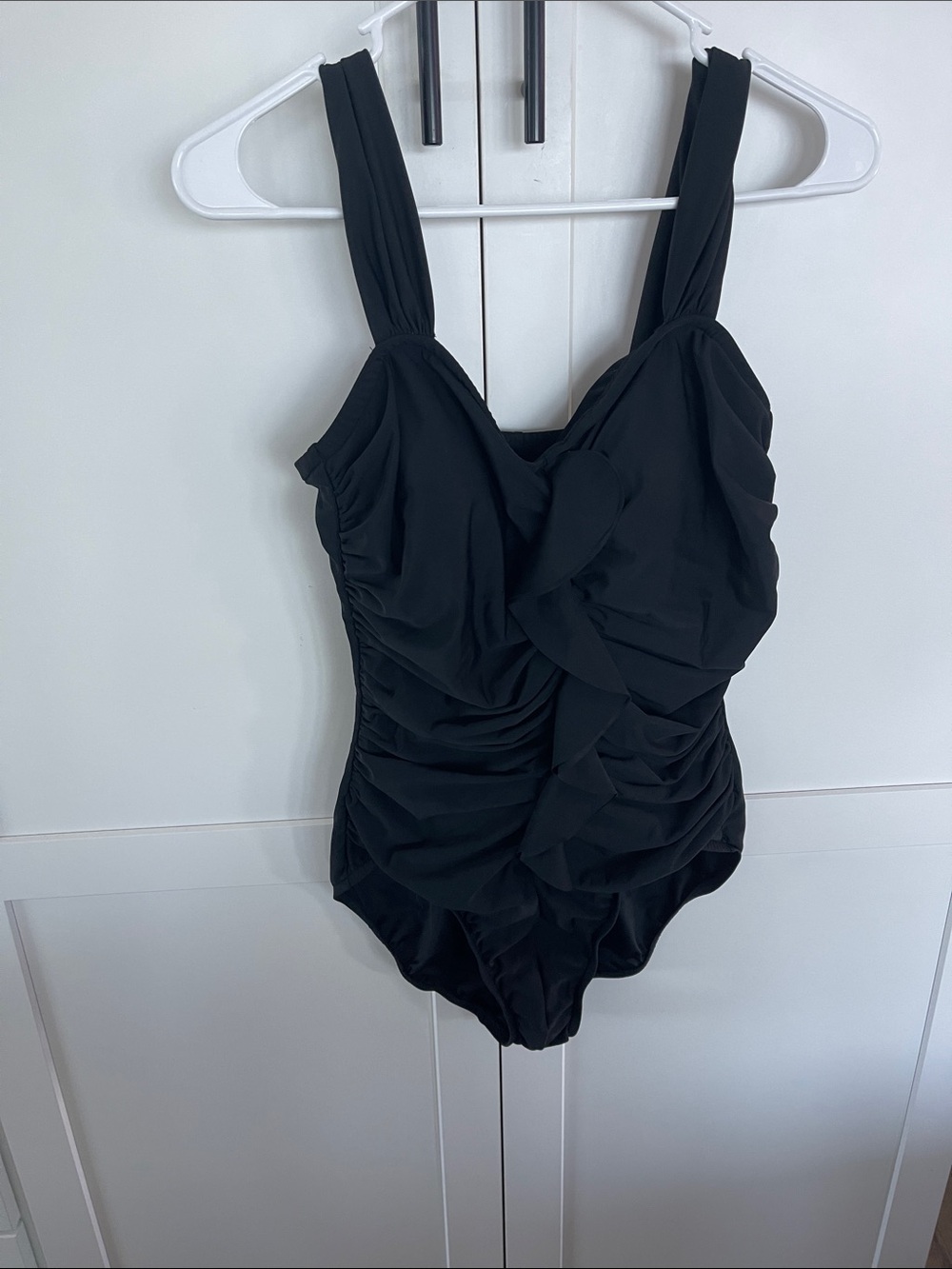 INC International Concepts Black Ruched Women’s One-Piece